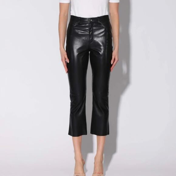 WALTER BAKER Selma Leather Cropped Bootcut Pants Black Sz 6 NWT {U51} - Picture 4 of 4